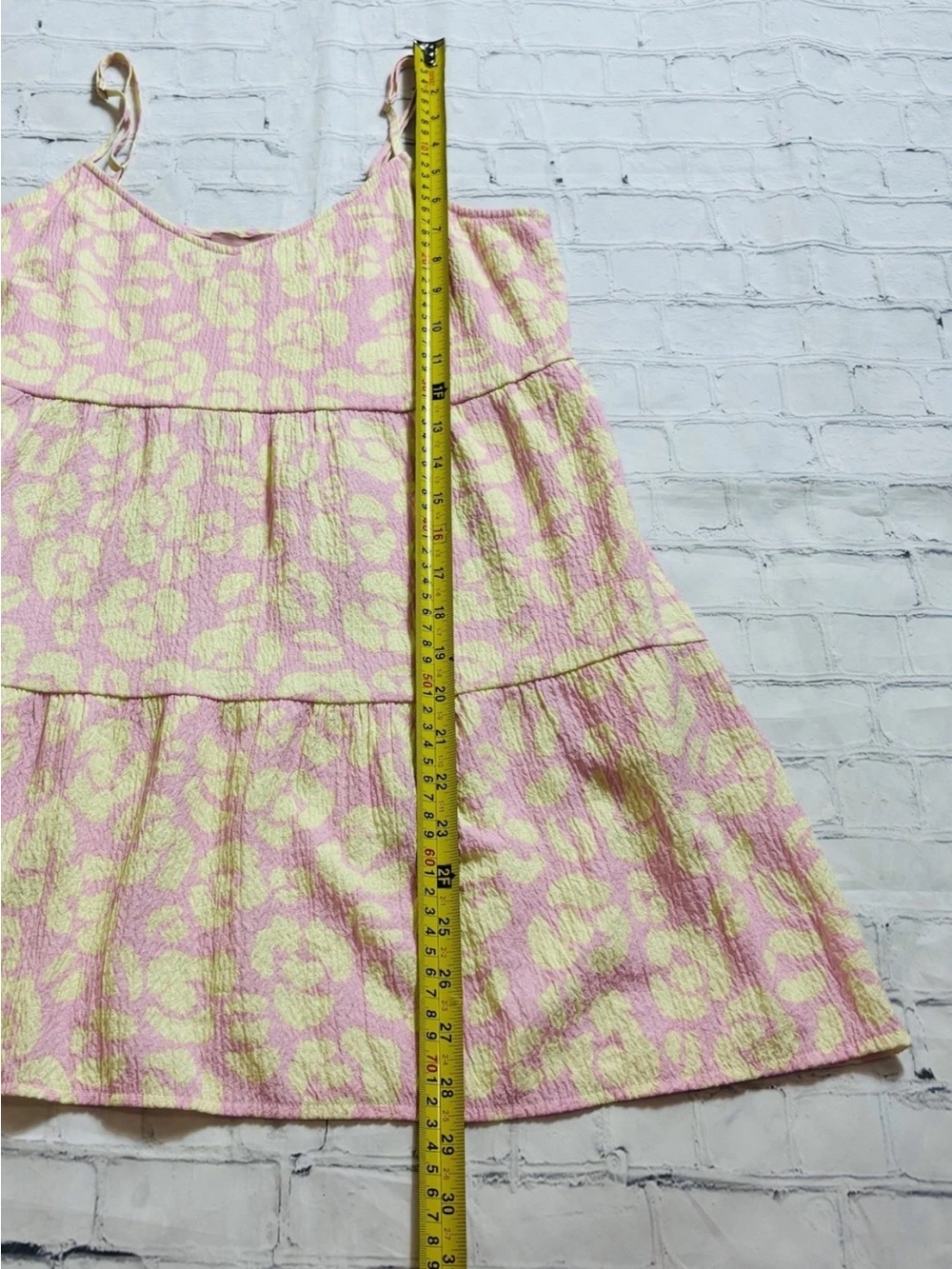 Show Me Your Mumu Caroline Mini Sundress Lemonade Cheetah Pink Yellow Pockets XS - Picture 10 of 11